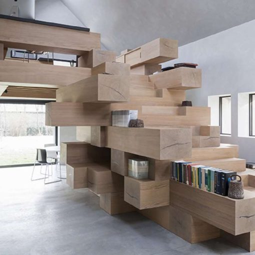 Old Barn Converted into Office with Stacked Wood Mezzanine