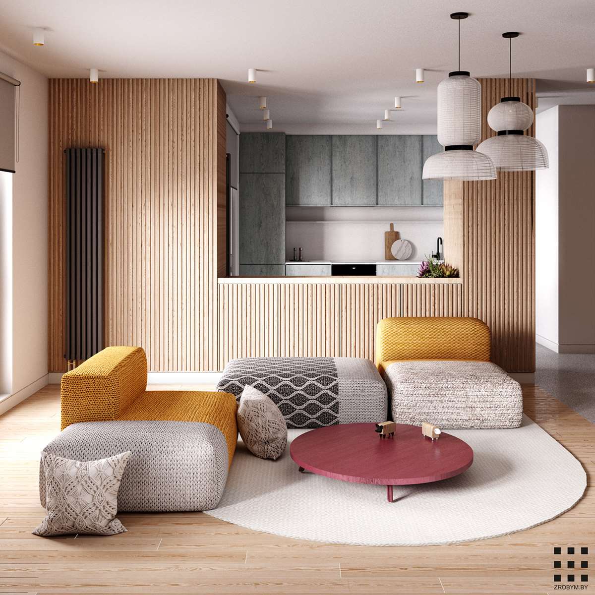 Knitted Flat Apartment Interiors by ZROBYM Architects