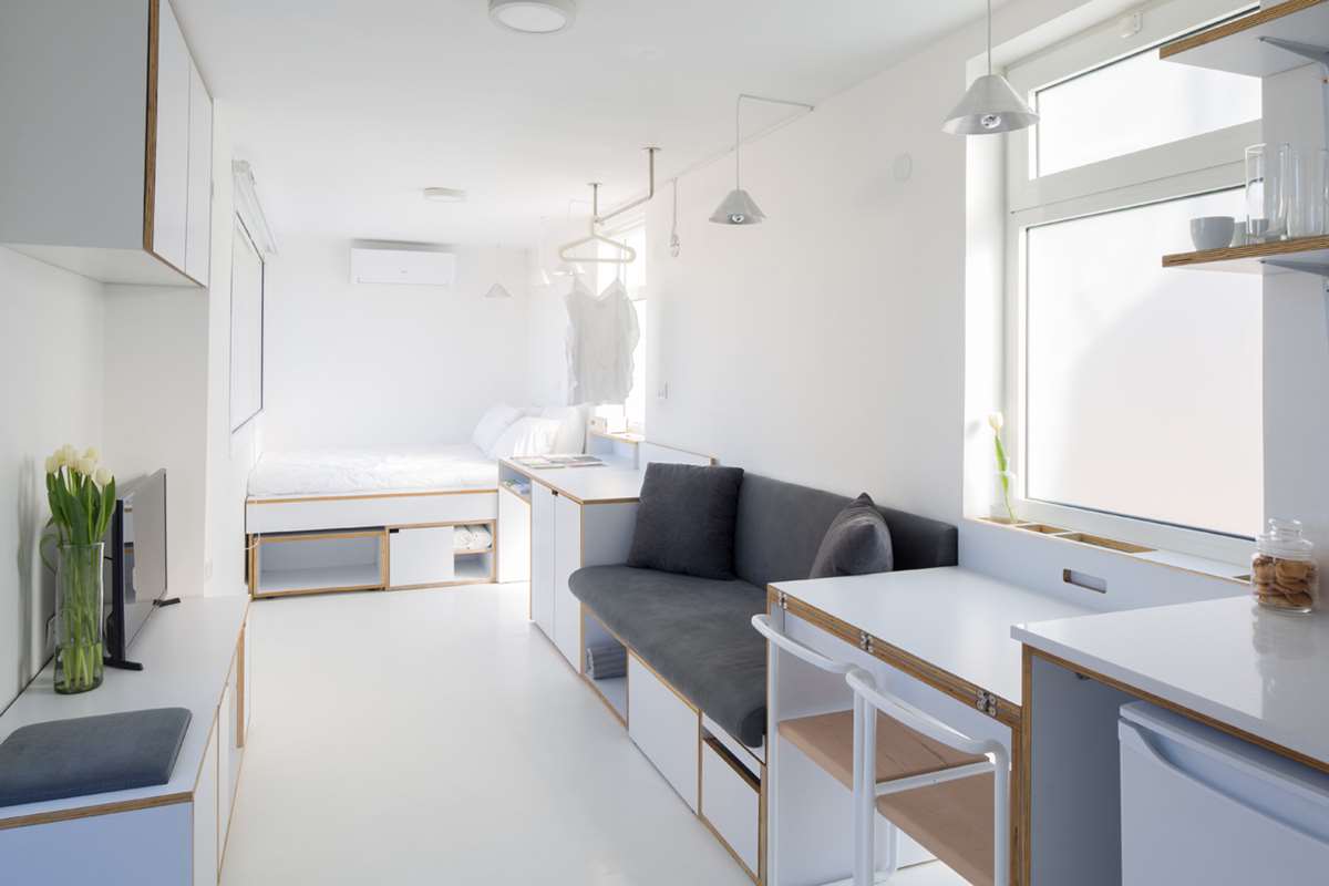 Tiny Shoebox Apartment Interiors by Elie Metni