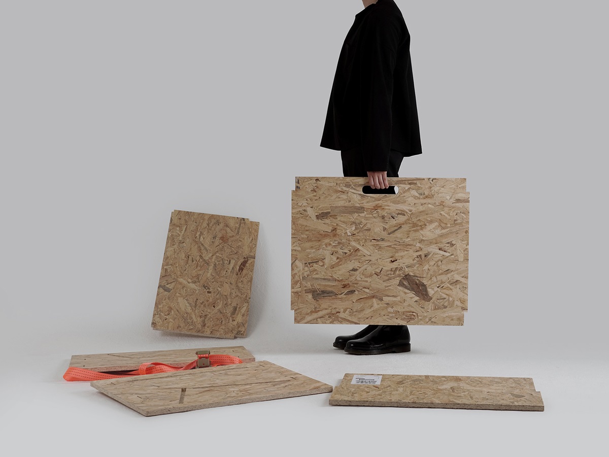 TEMP Chair made of OSB and Cargo Strap by Hoyoung Joo