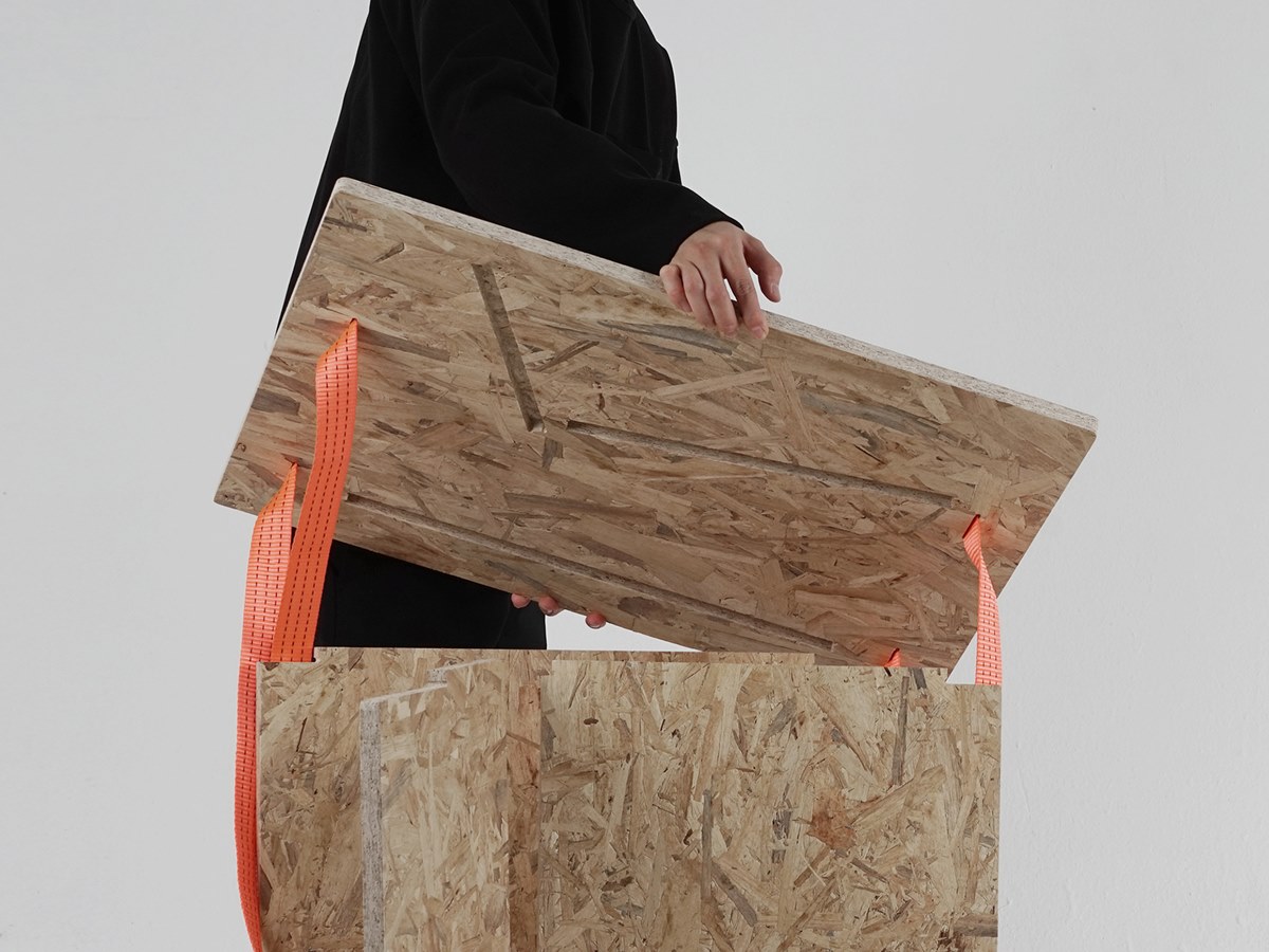 TEMP Chair made of OSB and Cargo Strap by Hoyoung Joo