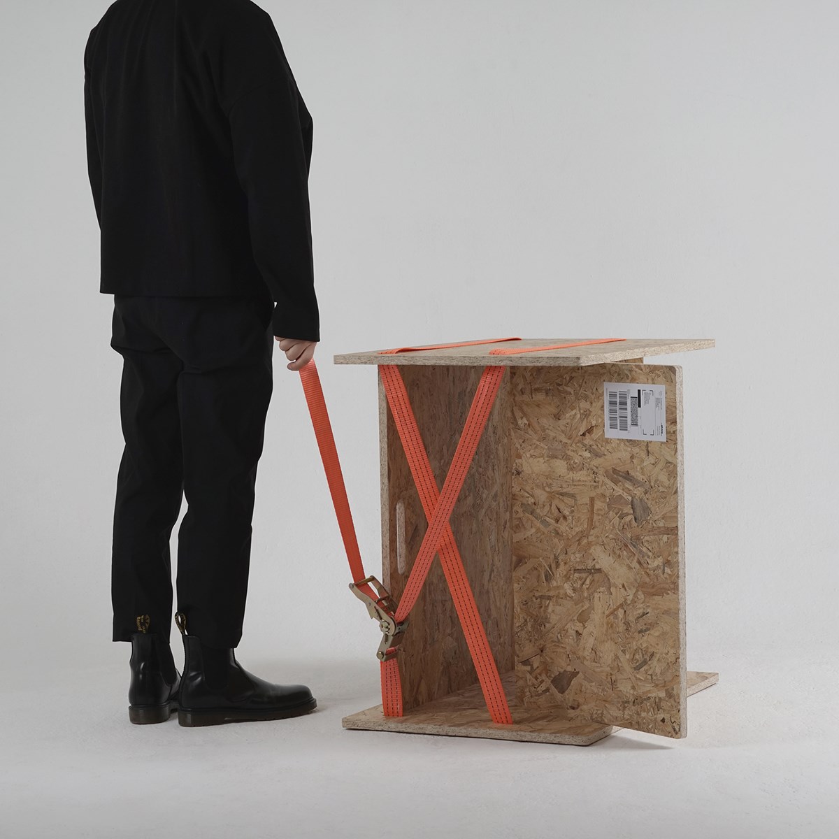 TEMP Chair made of OSB and Cargo Strap by Hoyoung Joo