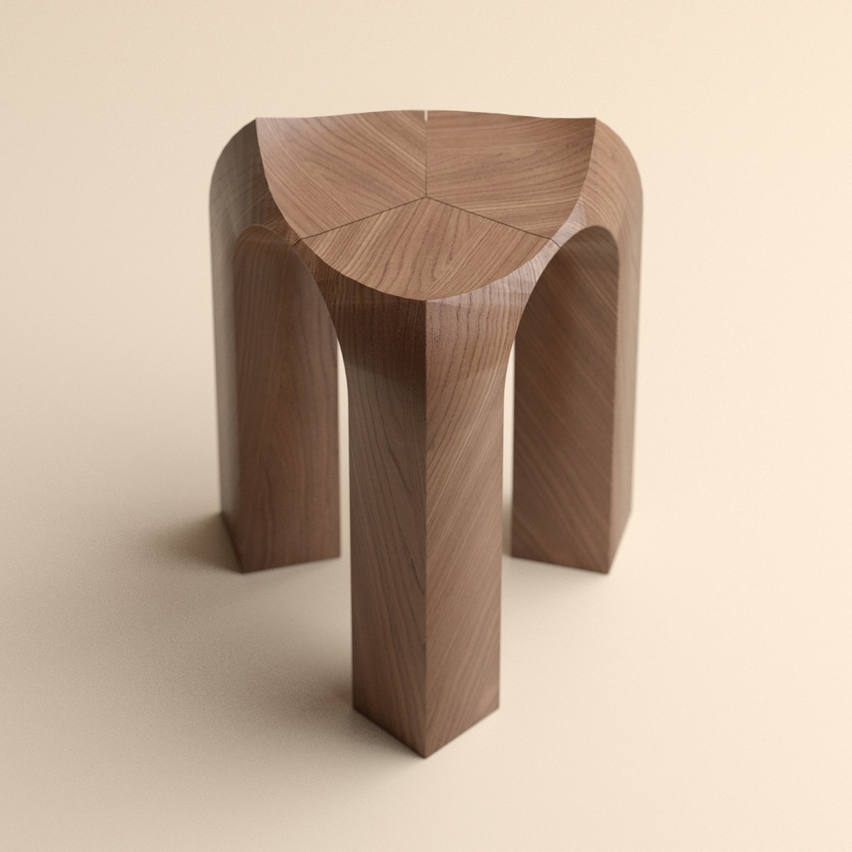 Crown Stool A Sculptural Stool Made of Durable Solid Wood