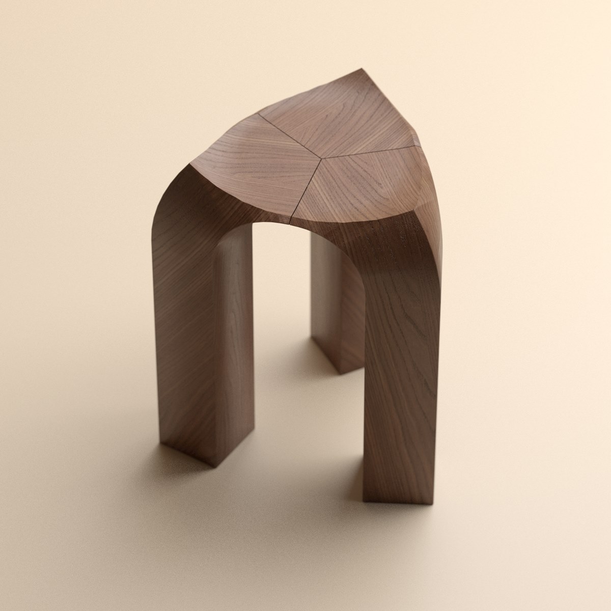 Crown Stool A Sculptural Stool Made of Durable Solid Wood
