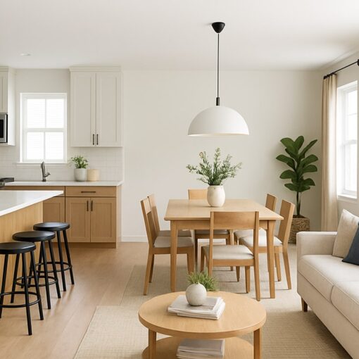 Open Living, Kitchen and Dining Area Interior Design